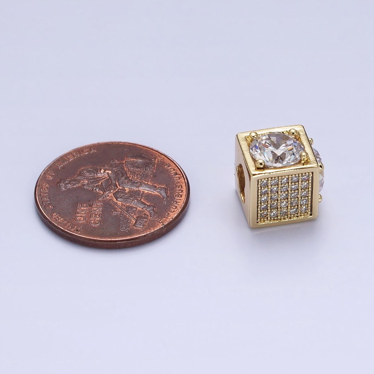 14k Gold plated CZ Micro Pave Beads, Cubic Zirconia Beads Heart Connecter Beads 10mm Square Cube Beads for Jewelry Making B-814 - DLUXCA