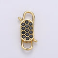 14k Gold plated CZ Micro Pave Clasp Rectangle Lock Clasp, Interlock Micro pave Clasp Fastener for Bracelet Necklace Clear Pink Black Purple K-725 - K-729 - DLUXCA