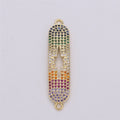 14k Gold plated CZ Micro Pave Oval Two Hole Bracelet Connector, Colorful Cubic Charm Connector Link adjustable bracelet component Star charm F-351 - DLUXCA
