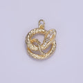 14K Gold plated CZ Micro Paved Snake Open Circular Charm | W527 - DLUXCA