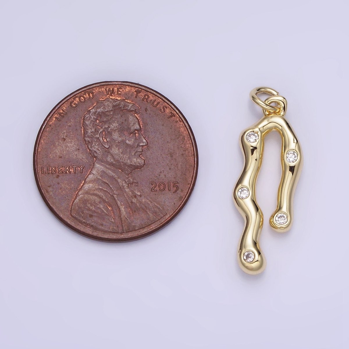 14K Gold plated CZ Molten Band Charm | AG713 - DLUXCA
