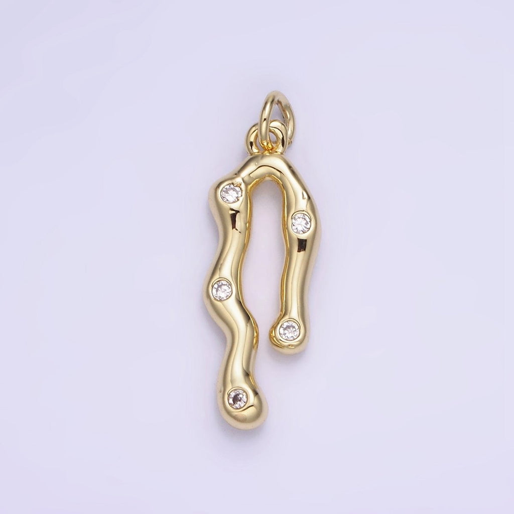 14K Gold plated CZ Molten Band Charm | AG713 - DLUXCA