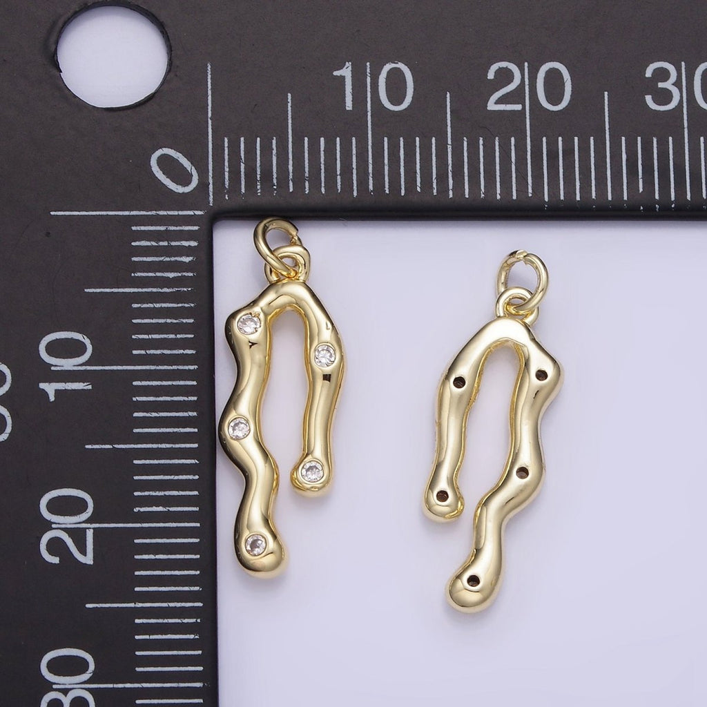 14K Gold plated CZ Molten Band Charm | AG713 - DLUXCA