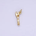 14K Gold plated CZ Motor Wrench Construction Tool Mini Charm | W557 - DLUXCA