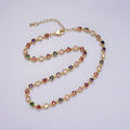 14K Gold plated CZ Multicolor Heart Bezel 15 Inch Necklace in Gold & Silver | WA-2244 WA-2245 Clearance Pricing