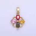 14K Gold plated CZ Multicolor Teardrop Open Square Bail Pendant | AA1179 - DLUXCA