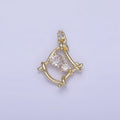 14K Gold plated CZ Open Bar Tied Open Geometric Mini Charm | W656 - DLUXCA