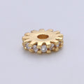 14K Gold plated CZ Roundels SPACER Bead, Cubic Zirconia CZ Micro Pave Spacer Beads, 8MM B-684 B-685 - DLUXCA