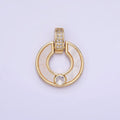 14K Gold plated CZ Shell Pearl Open Round Micro Paved Bail Pendant | AA1185 - DLUXCA