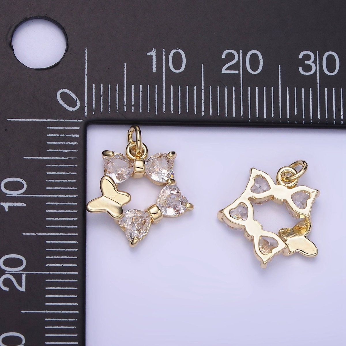 14K Gold plated CZ Star with Butterfly Charm | AG-666 - DLUXCA