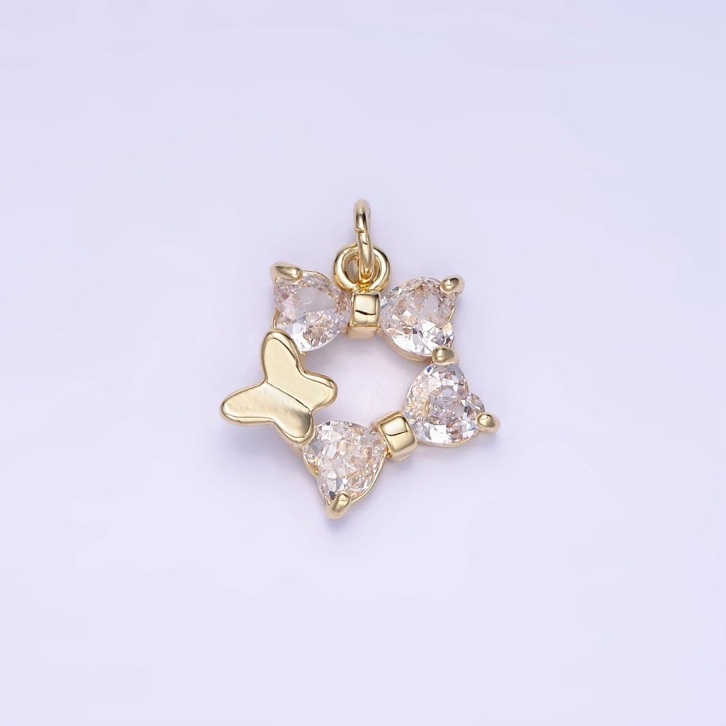 14K Gold plated CZ Star with Butterfly Charm | AG-666 - DLUXCA