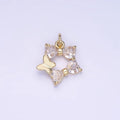 14K Gold plated CZ Star with Butterfly Charm | AG-666 - DLUXCA