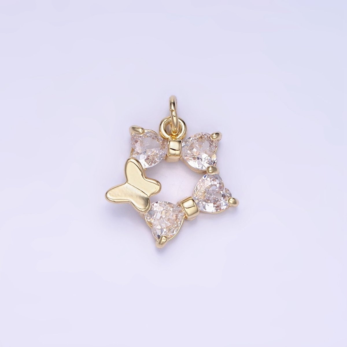 14K Gold plated CZ Star with Butterfly Charm | AG-666 - DLUXCA
