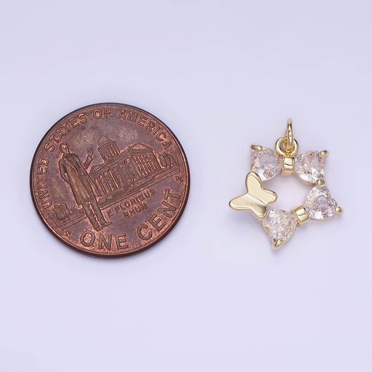 14K Gold plated CZ Star with Butterfly Charm | AG-666 - DLUXCA