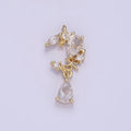 14K Gold plated CZ Teardrop Celestial Crescent Moon Drop Charm | W529 - DLUXCA