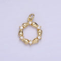 14K Gold plated CZ Tulip Rose Flower Open Circular Round Charm | AG739 - DLUXCA