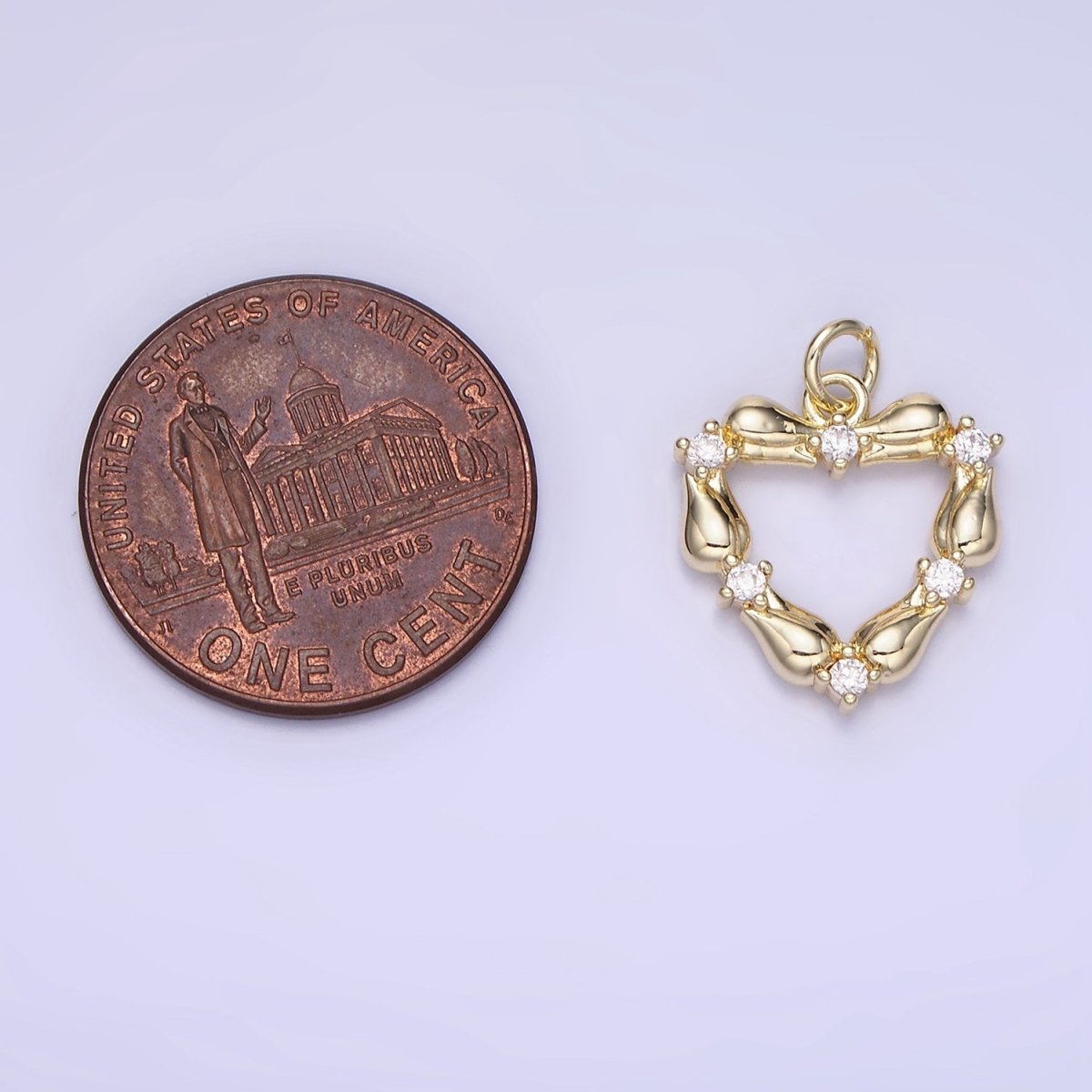 14K Gold plated CZ Tulip Rose Flower Open Heart Charm | AG664 - DLUXCA