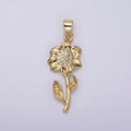 14K Gold plated Daffodil Flower Nature Clear Micro Paved CZ Pendant | N1942 - DLUXCA