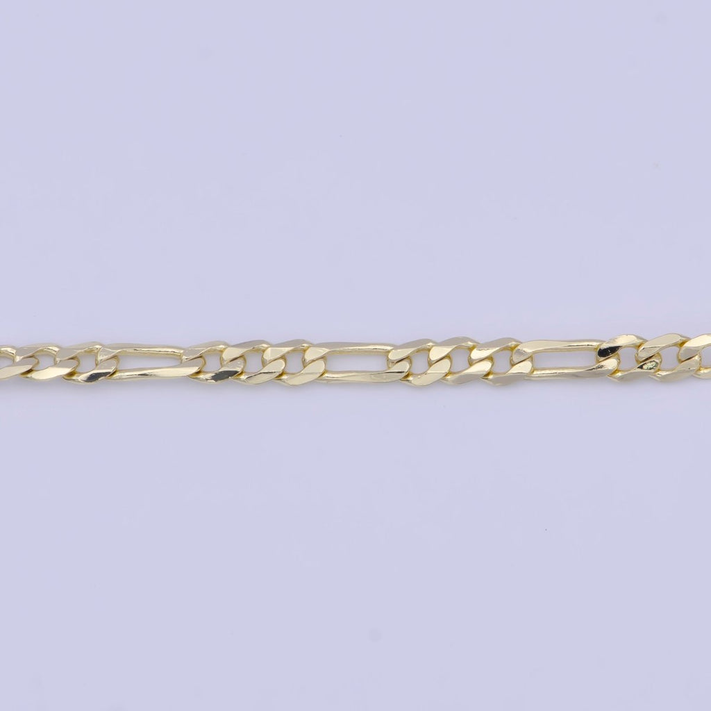 14K Gold plated Dainty Figaro Chain 17.5 inch Minimalist Necklace 2.5mm Width Ready to Wear | WA-1155 Clearance Pricing - DLUXCA