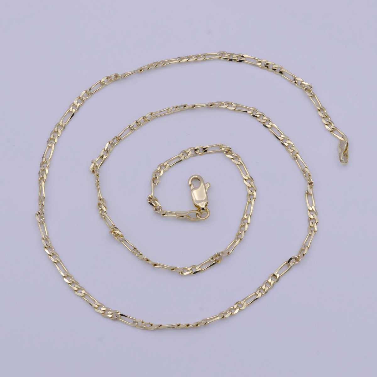 14K Gold plated Dainty Figaro Chain 17.5 inch Minimalist Necklace 2.5mm Width Ready to Wear | WA-1155 Clearance Pricing - DLUXCA