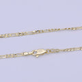 14K Gold plated Dainty Figaro Chain 17.5 inch Minimalist Necklace 2.5mm Width Ready to Wear | WA-1155 Clearance Pricing - DLUXCA
