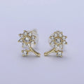 14K Gold plated Dainty Forget-Me-Not Flower Clear CZ Stud Earring | AB131 - DLUXCA