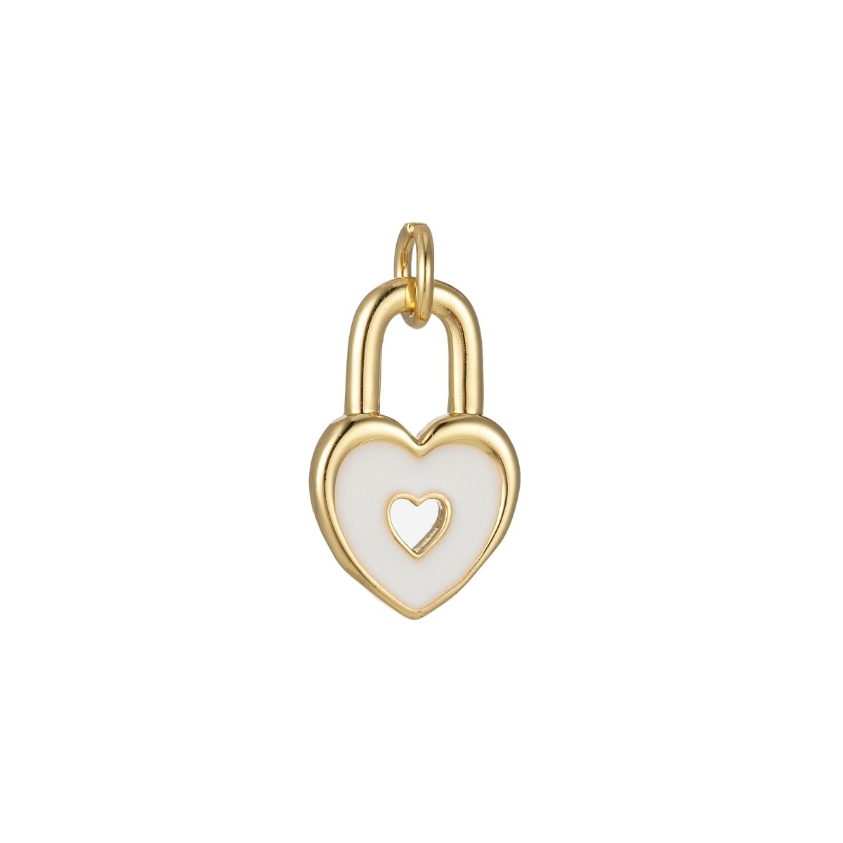 14k Gold plated Dainty Heart Padlock Charm Colorful Enamel Lock Charm for Necklace Bracelet Jewelry Making Black Blue Pink Green Orange Purple E-794-E-803 - DLUXCA