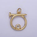 14K Gold plated Dainty Nail Charm Round Circle Coin Dangle Pendant for Necklace Earring Bracelet Supply N-807 N-808