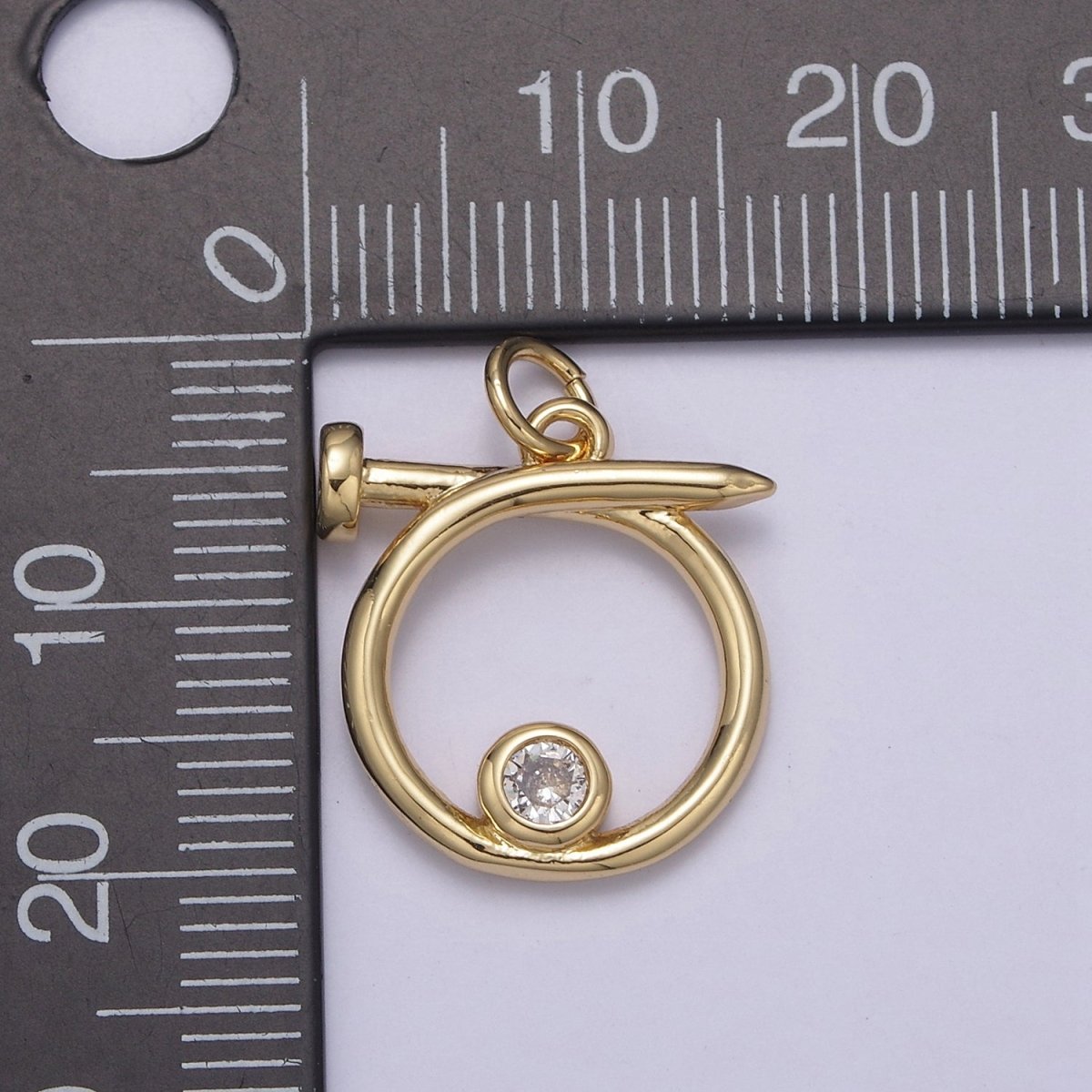 14K Gold plated Dainty Nail Charm Round Circle Coin Dangle Pendant for Necklace Earring Bracelet Supply N-807 N-808