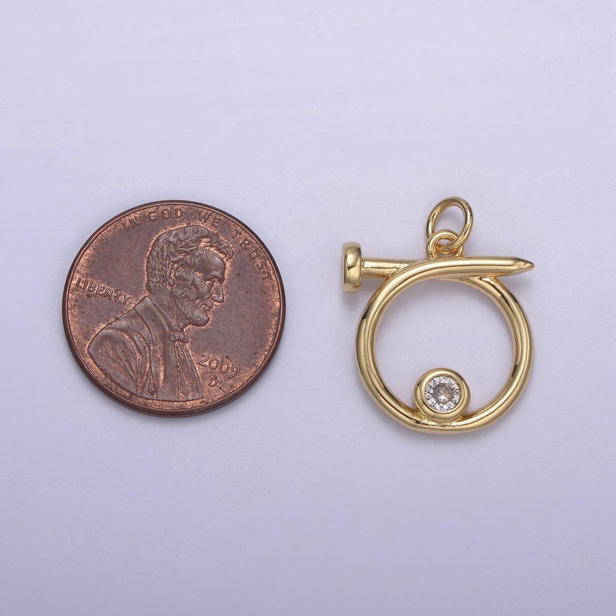 14K Gold plated Dainty Nail Charm Round Circle Coin Dangle Pendant for Necklace Earring Bracelet Supply N-807 N-808