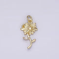 14K Gold plated Daisy Butterfly Clear Marquise Leaf Charm | AG215 - DLUXCA
