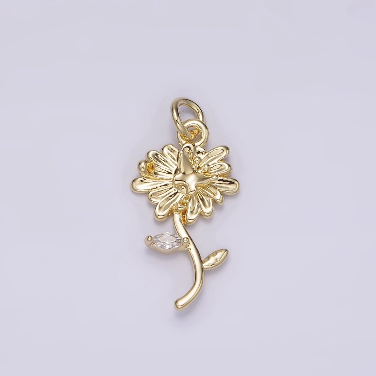 14K Gold plated Daisy Butterfly Clear Marquise Leaf Charm | AG215 - DLUXCA