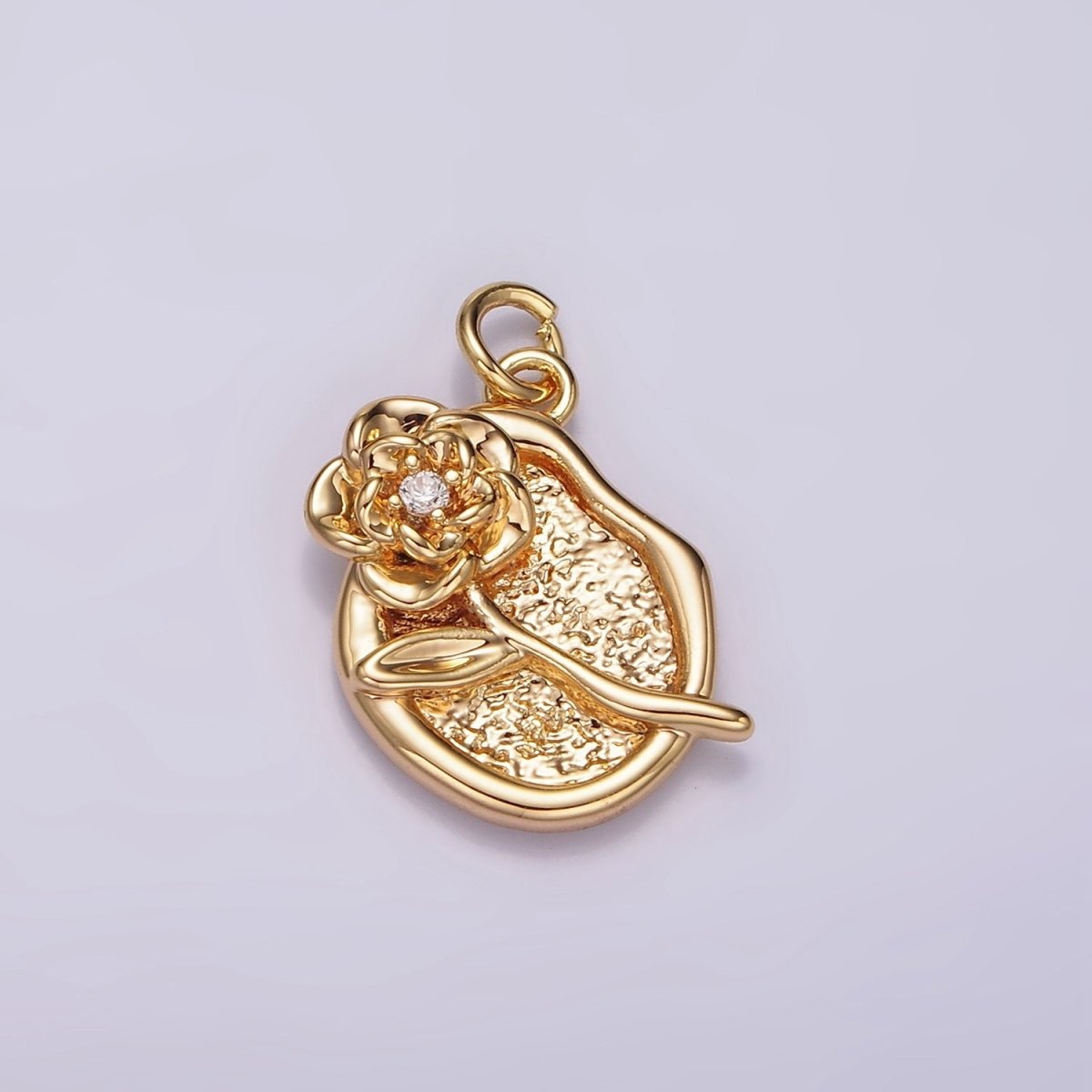 14K Gold plated Daisy Flower Abstract Hammered Stamped Charm | AG423 - DLUXCA