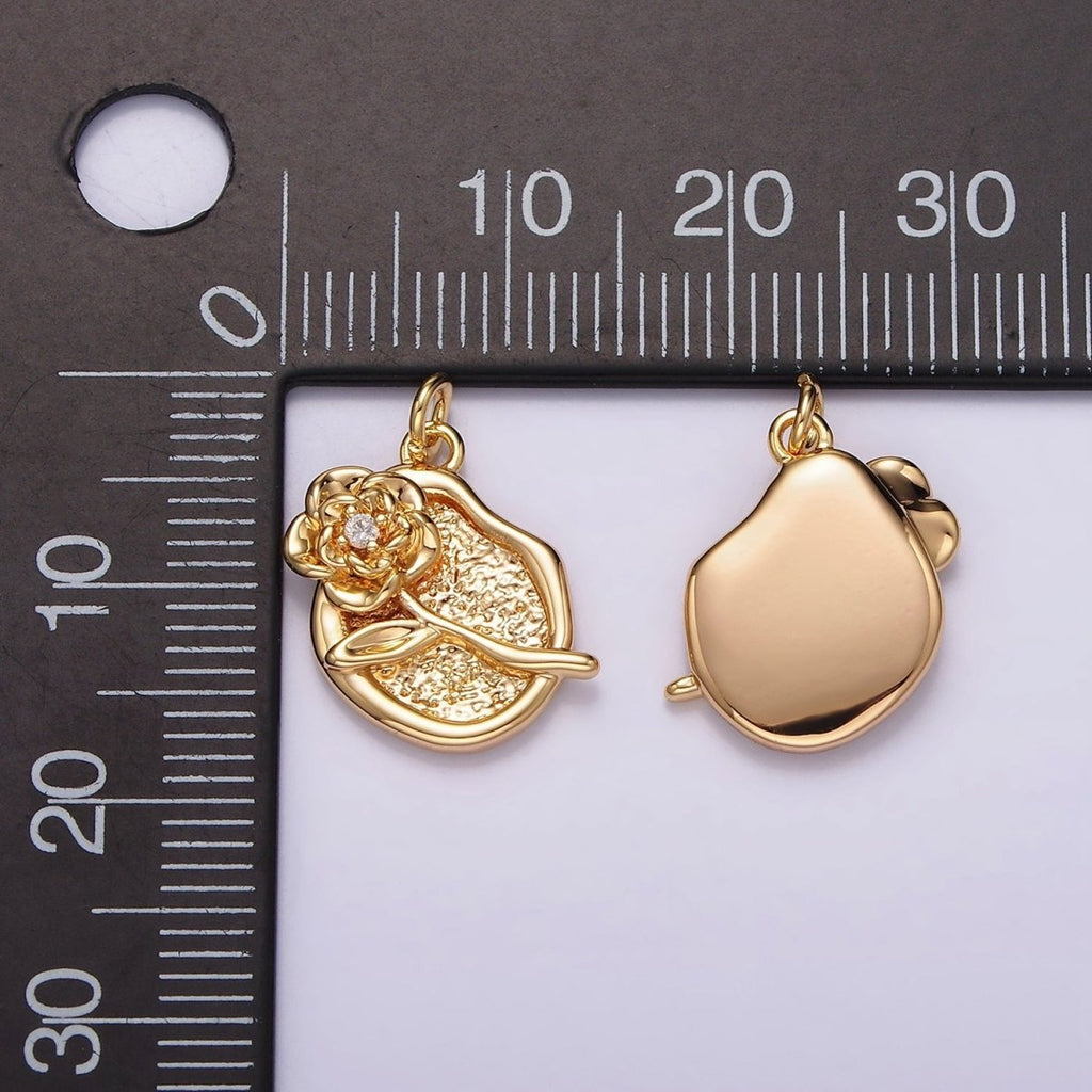 14K Gold plated Daisy Flower Abstract Hammered Stamped Charm | AG423 - DLUXCA