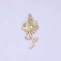14K Gold plated Daisy Flower w/ Butterfly CZ Charm | AG-678 - DLUXCA