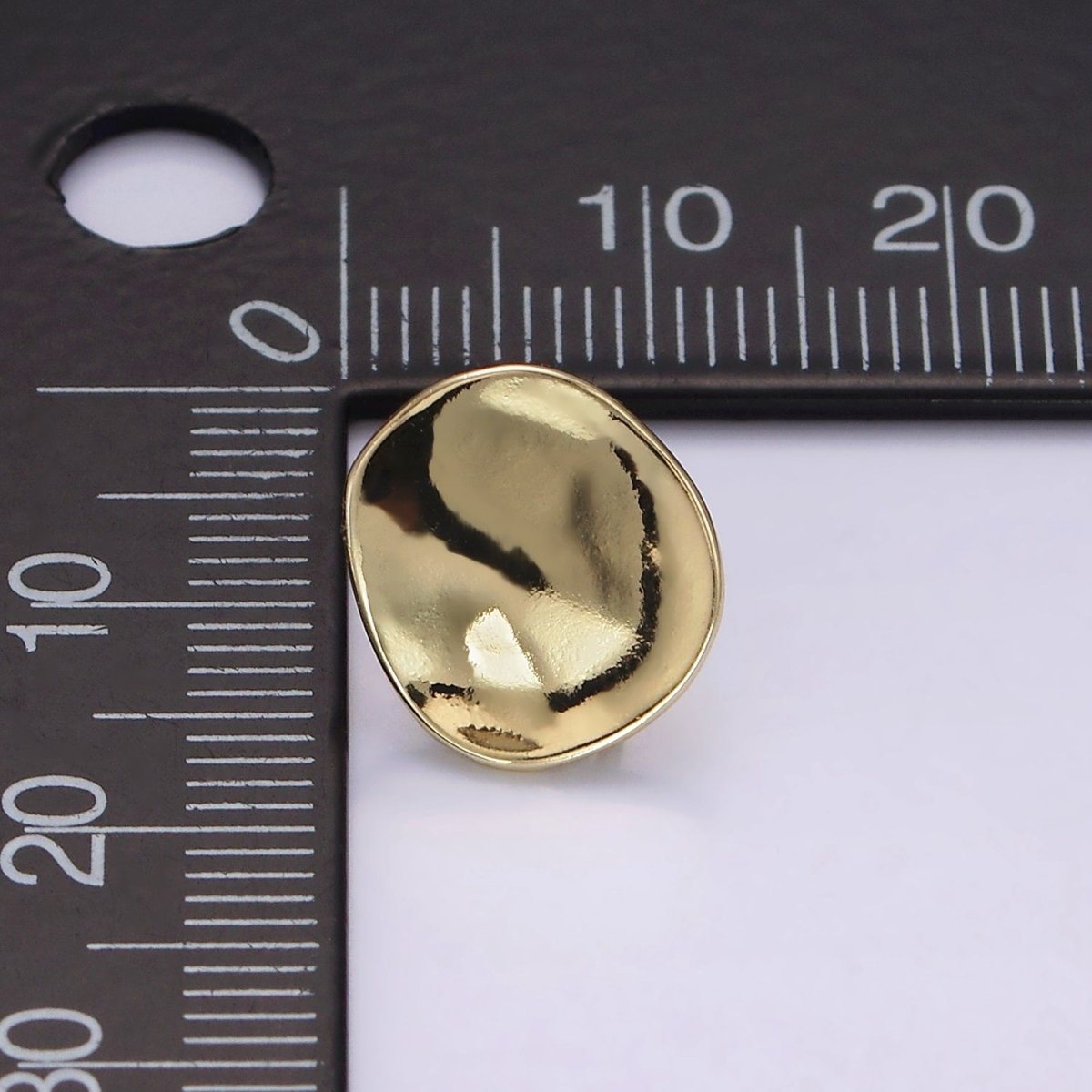 14K Gold plated Dented Geometric Rounded Stud Earrings | Z606 - DLUXCA