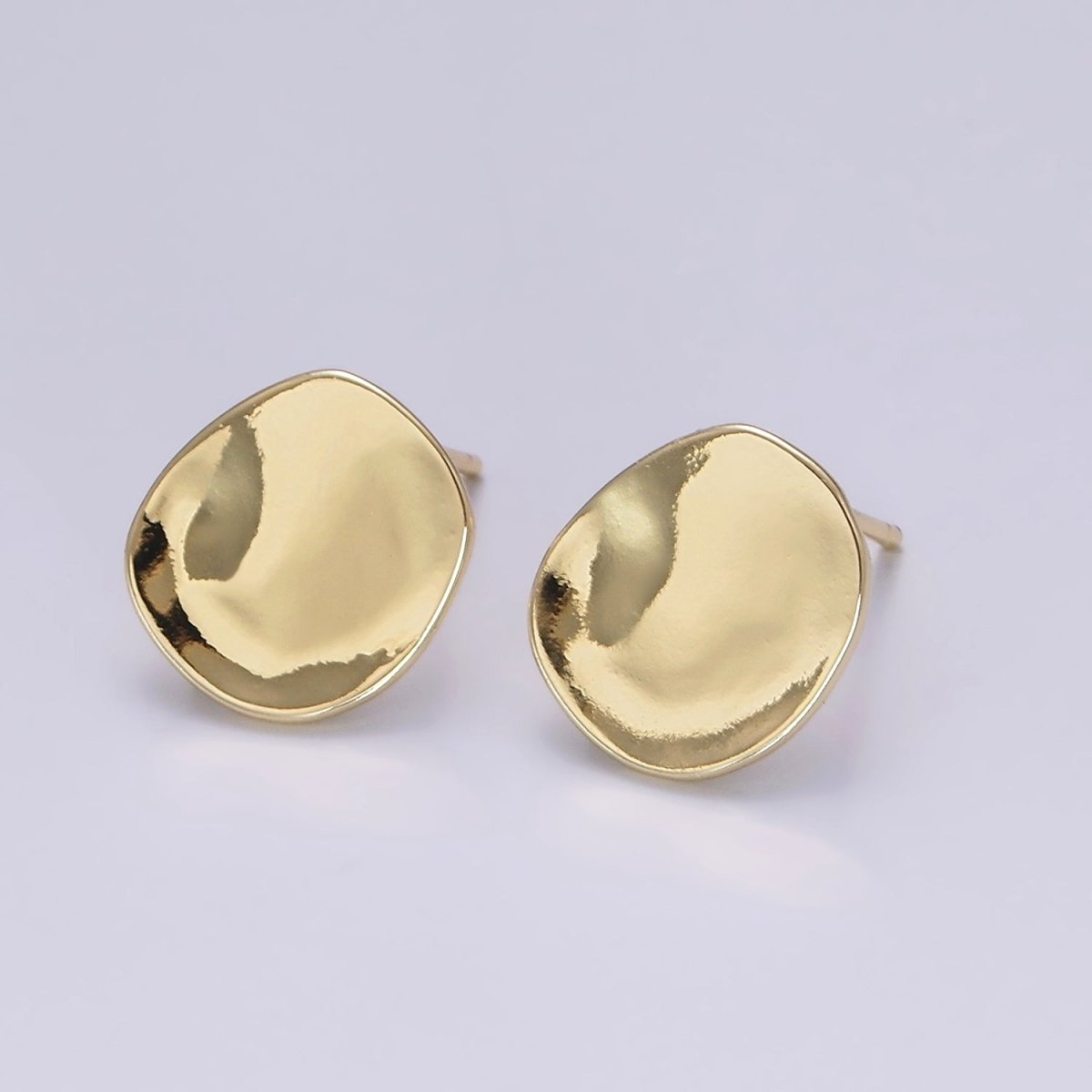 14K Gold plated Dented Geometric Rounded Stud Earrings | Z606 - DLUXCA