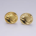 14K Gold plated Dented Round Minimalist Stud Earrings | AE175 - DLUXCA