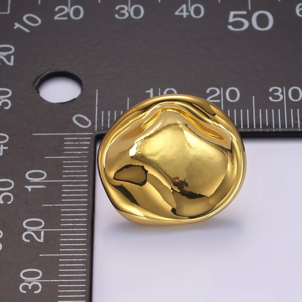 14K Gold plated Dented Round Minimalist Stud Earrings | AE175 - DLUXCA