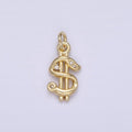 14K Gold plated Dollar Money Sign Clear CZ Charm | AC900 - DLUXCA