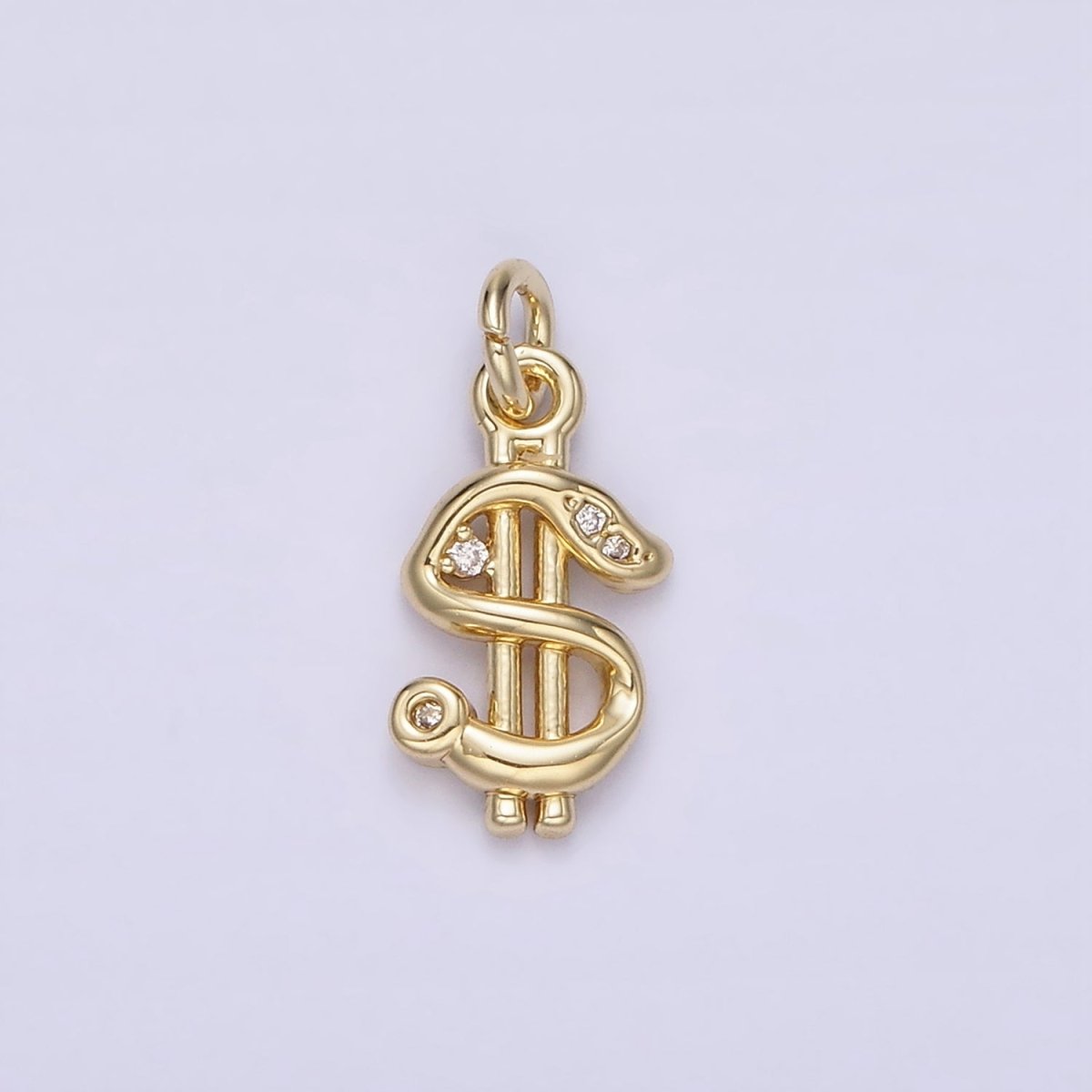 14K Gold plated Dollar Money Sign Clear CZ Charm | AC900 - DLUXCA