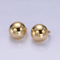 14K Gold plated Dome Round Bead Minimalist 12mm Huggie Earrings | AE874 - DLUXCA