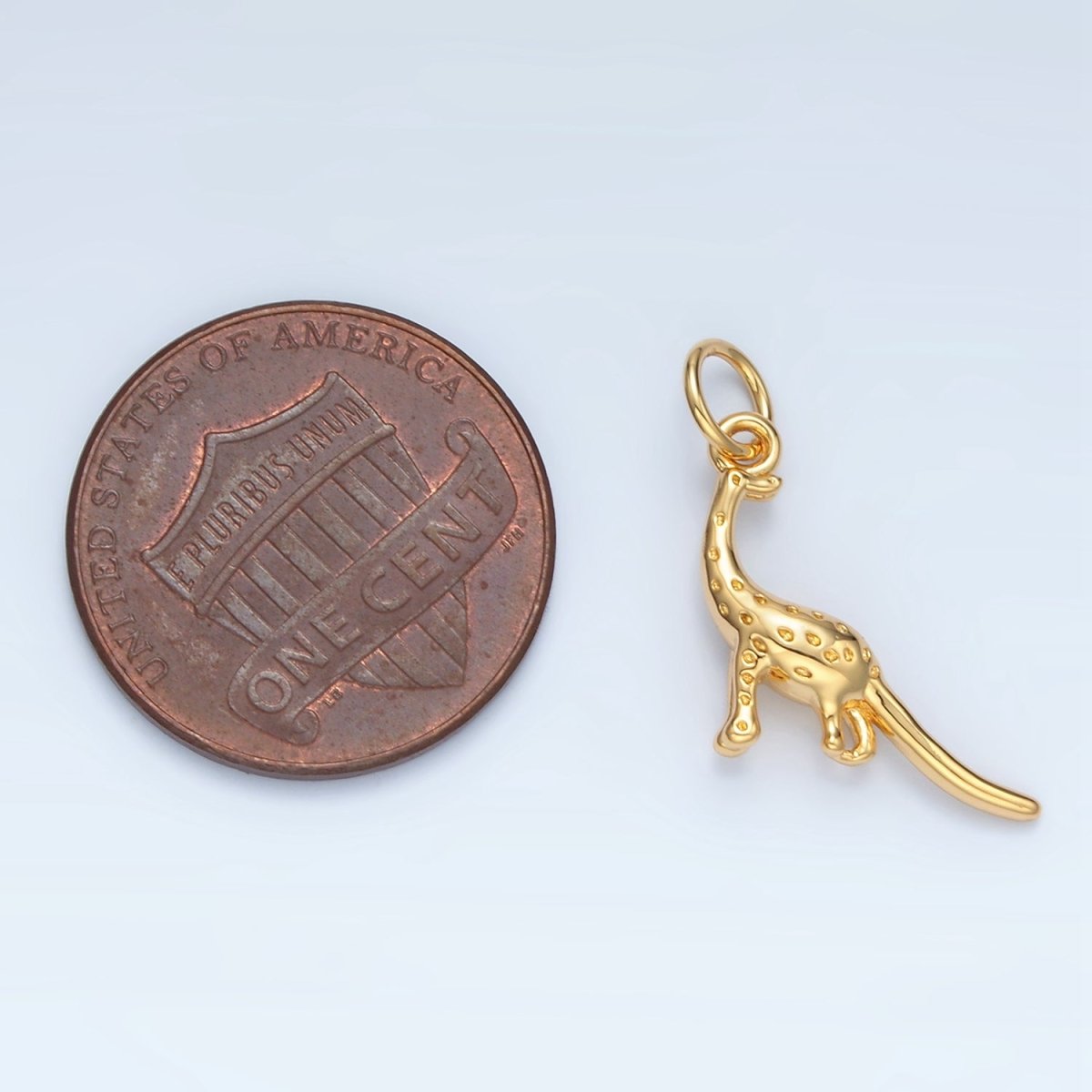 14K Gold plated Dotted Brachiosaurus Dinosaurs Prehistoric Animal Charm | AG944 - DLUXCA