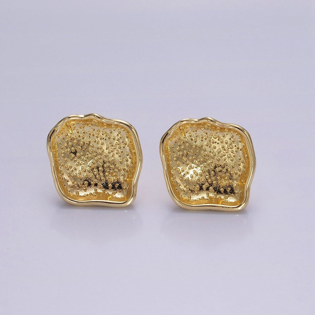 14K Gold plated Dotted Dome Abstract Round Stud Earrings | V285 - DLUXCA