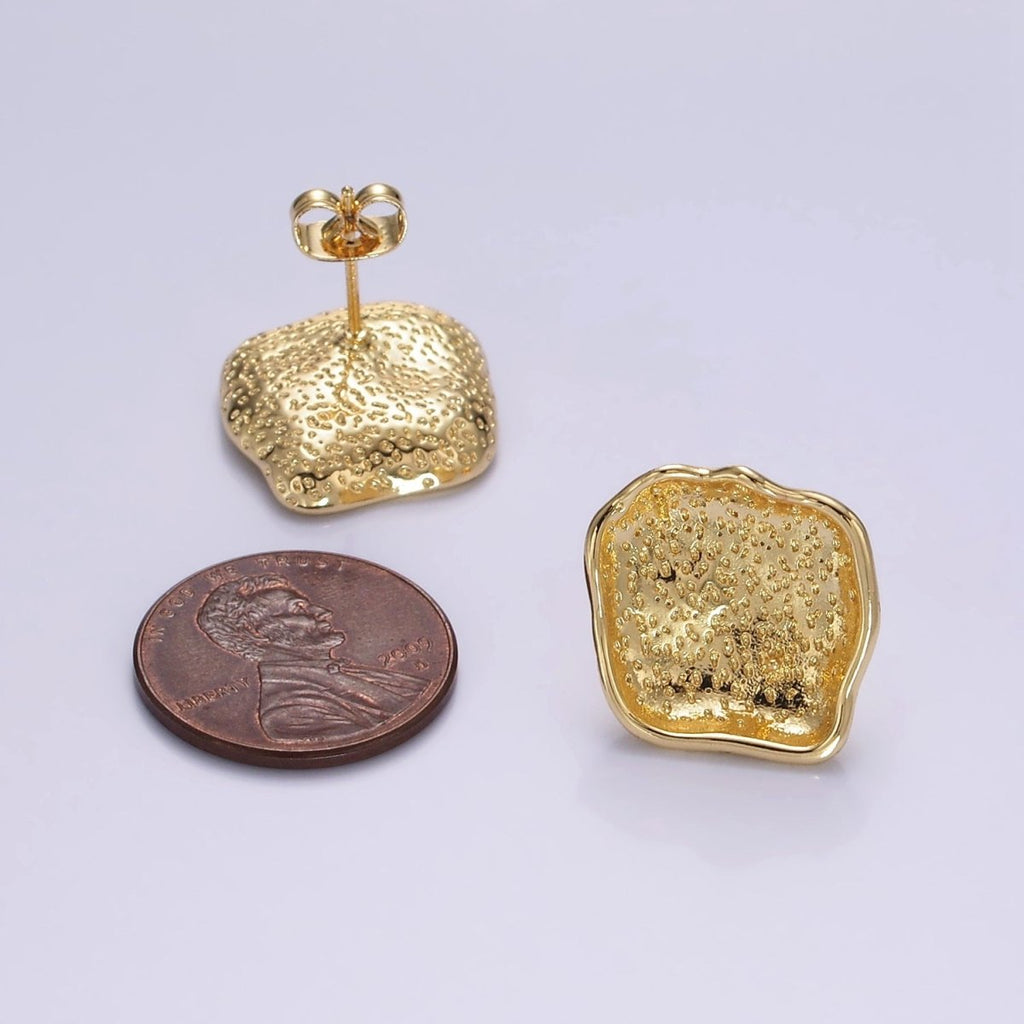 14K Gold plated Dotted Dome Abstract Round Stud Earrings | V285 - DLUXCA