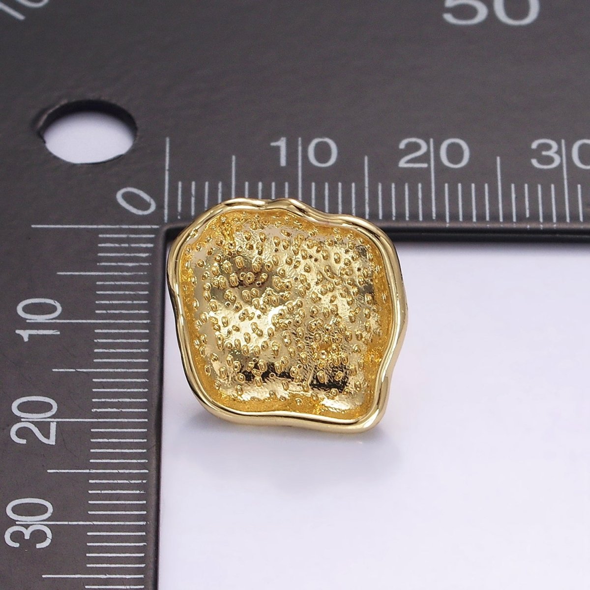 14K Gold plated Dotted Dome Abstract Round Stud Earrings | V285 - DLUXCA