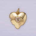 14K Gold plated Double Clear CZ Melted Broken Heart Charm | AG155 - DLUXCA