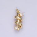 14K Gold plated Double CZ Bar Band Twirl Charm | AG737 - DLUXCA