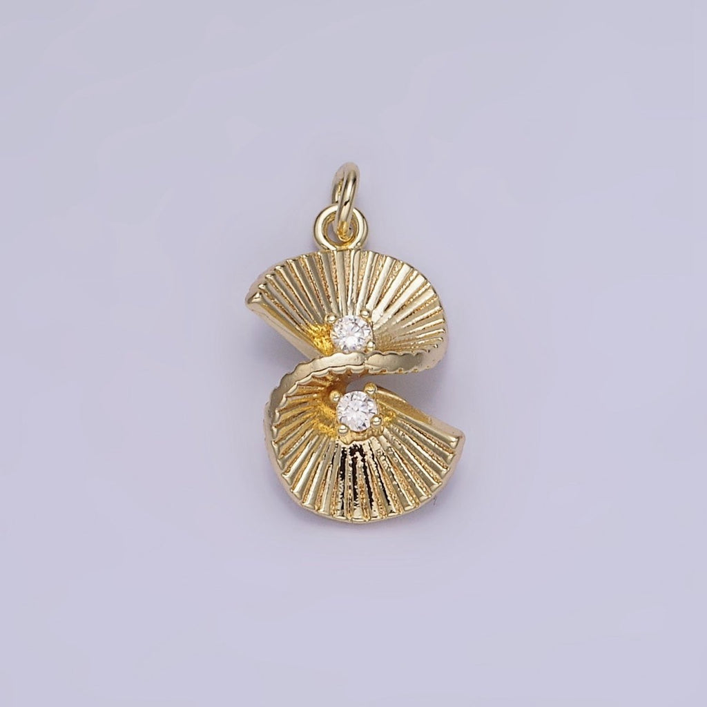 14K Gold plated Double CZ Sunburst Twirled Infinity Charm | AG724 - DLUXCA
