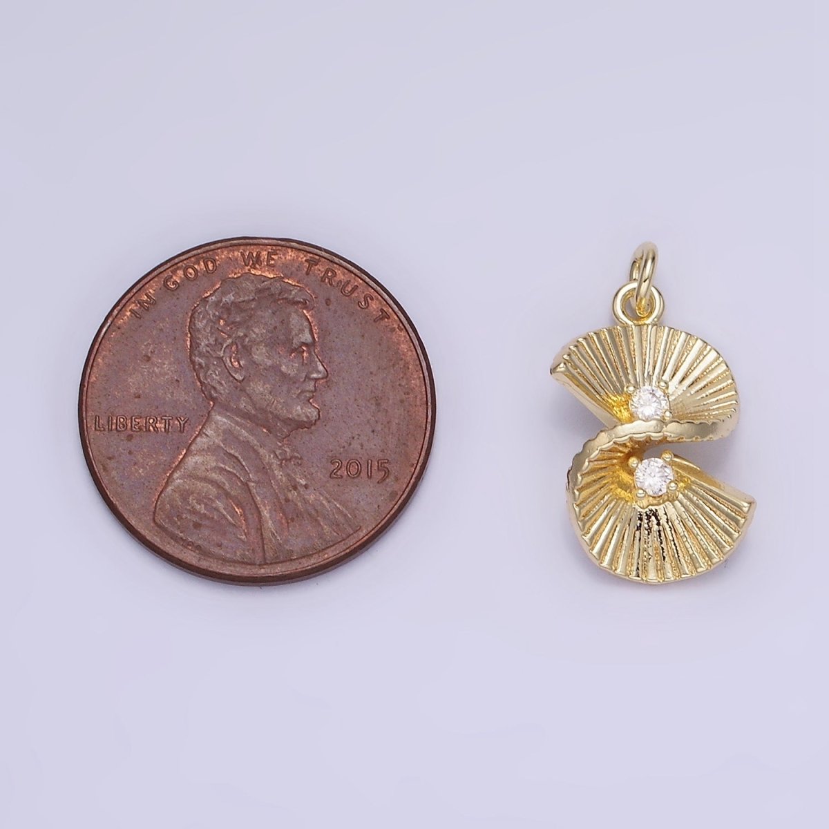 14K Gold plated Double CZ Sunburst Twirled Infinity Charm | AG724 - DLUXCA